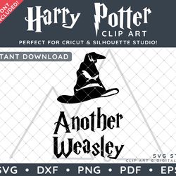 Harry Potter Clip Art Design SVG DXF PNG PDF - Another Weasley Typographic Minimal Simple Quote Design & FREE Font!