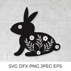 Easter bunny floral silhouette SVG