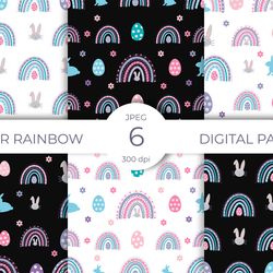 easter rainbow seamless pattern. easter digital paper bundle