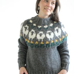 Gray nordic fall cute sweater women