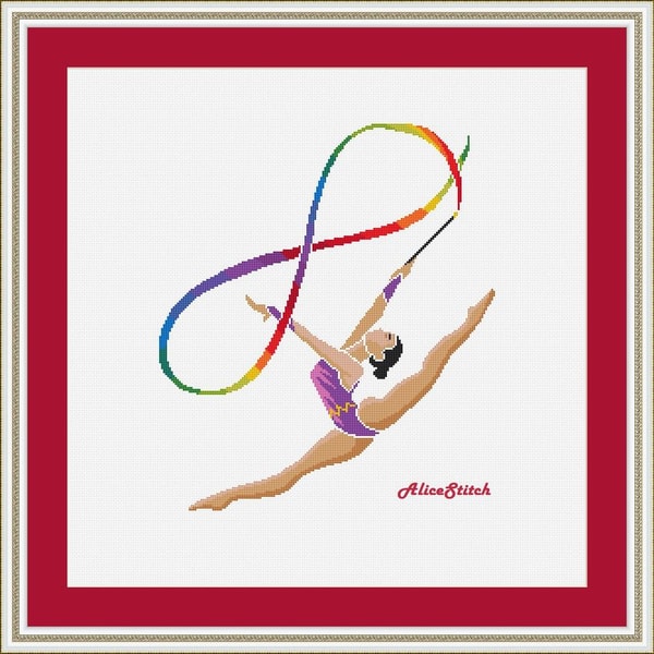Cross stitch pattern sport Gymnast Ribbon Eternity rainbow - Inspire Uplift