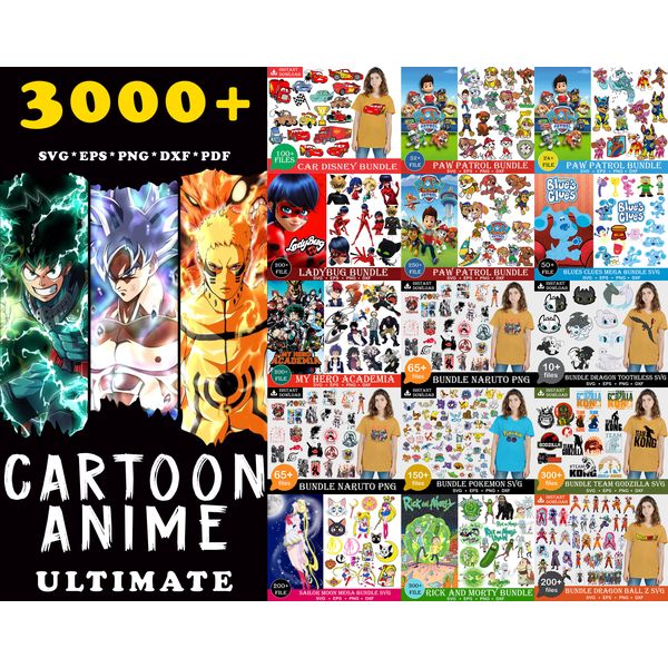 3000 Ultimate Anime bundle svg, png, dxf, eps - Inspire Uplift