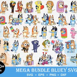 bluey svg bundle, cartoon vector, cartoon dog cut file, cartoon clipart, cartoon dog silhouette, cartoon bundle