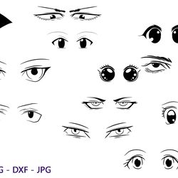 Anime Eyes bundle svg cricut, silhouette, Png