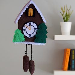 Forest Cuckoo Clock. Front door Wreath. Crochet PDF pattern
