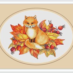 autumn fox cross stitch pattern fall cross stitch pattern fox cross stitch pattern autumn cross stitch pattern
