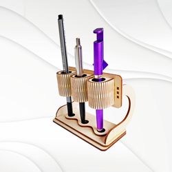 Stand holder for 3 pens, design laser cut. Drawing for laser cutting machines.