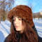 Brown panama hat made of faux fur. Festival fuzzy bucket hat. Ginger fluffy hat.