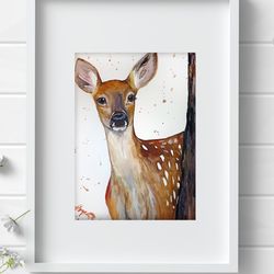 Deer watercolor, animal painting, elk art, not print original painting by Anne Gorywine