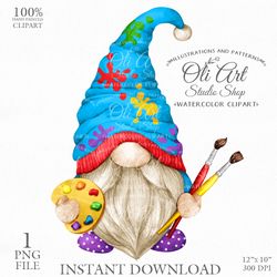 Artist Gnome Clip Art. Profession clip art, Hand Drawn graphics. Digital Download. OliArtStudioShop