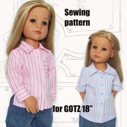 Pdf pattern for Gotz doll 48-50 cm/18-20", shirt for doll, doll clothes, pdf pattern doll shirt for Gotz