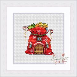 Bag of presents. Fairytale houses. Cross stitch pattern pdf & css