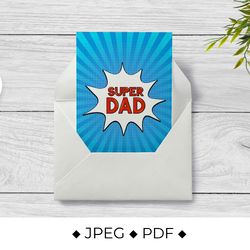 Retro Fathers day greeting card in Pop Art style