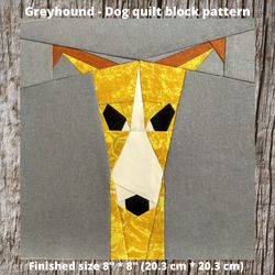 8in Greyhound quilt block pattern in technology Paper Piecing