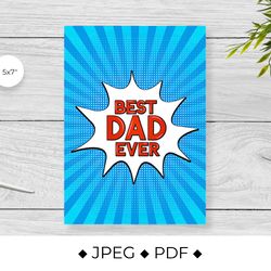 best dad ever. fathers day card in pop art style