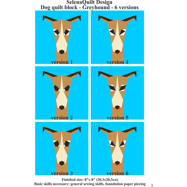 Greyhound Alpha Pattern 8in Greyhound quilt block pattern in technology Paper Piecin | Inspire ...