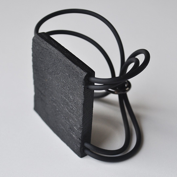 black wooden blacelet rubber cords carabiner