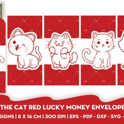 Year of the cat red lucky money envelope bundle - Cats SVG