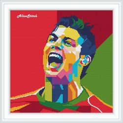 Cross stitch pattern Cristiano Ronaldo sport football Portugal art portrait abstract counted crossstitctitch pattern PDF