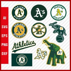 Oakland Athletics Mlb Svg Cut Files Baseball Clipart Bundle