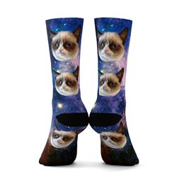 Custom Cat Socks, Your Cat Face On Customized Socks Galaxy Style