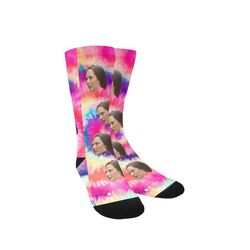 Custom Face Socks, Tie Dye Personalized Socks