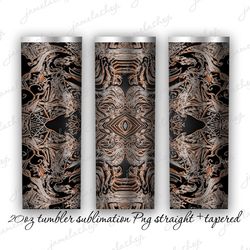 tooled leather tumbler design sublimation, instant download 20oz tapered, straight makerflo tumbler, digital wrap png