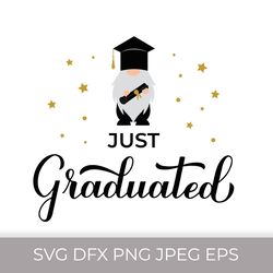Graduation gnome wearing hat. Just graduated SVG