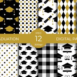 graduation digital paper bundle. graduate seamless pattern