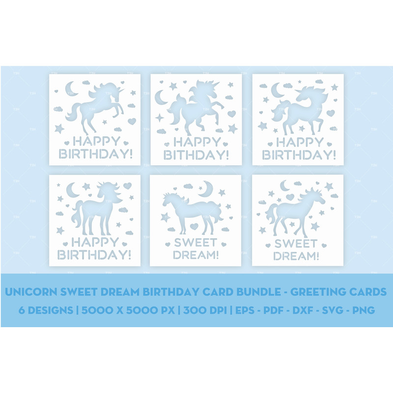 Unicorn sweet dream birthday card bundle - Greeting cards cover 2.jpg