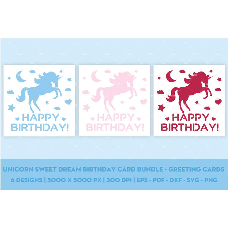 Unicorn sweet dream birthday card bundle - Greeting cards cover 3.jpg