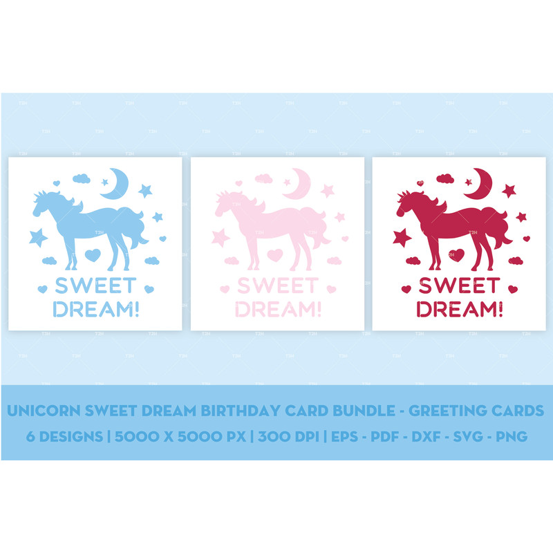 Unicorn sweet dream birthday card bundle - Greeting cards cover 8.jpg