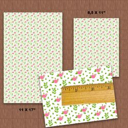 digital vintage dollhouse wallpaper pink floral seamless pattern miniature diorama