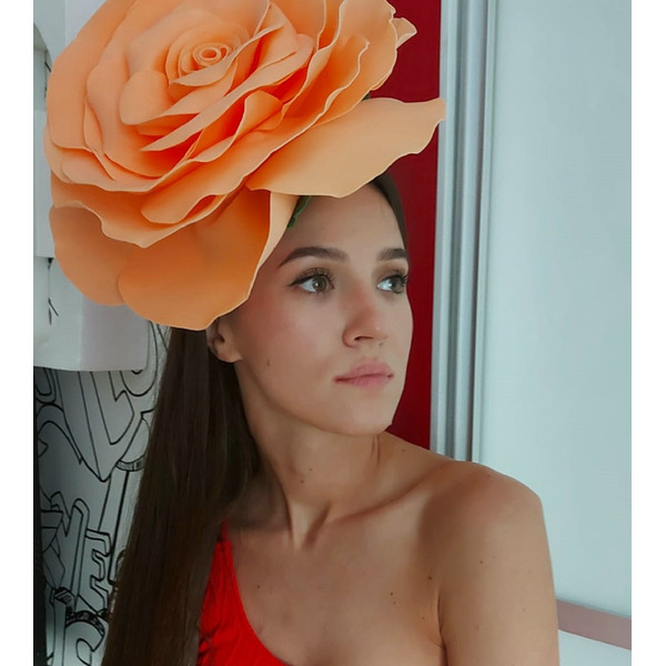 Derby headpiece wedding and evening hat, soft sculpture rose.jpeg