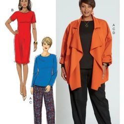 Digital Patterns for Sewing MC Calls 7635 Misses'/Women's Top, Dress, Pants, and Jacket\Size 18W-20W-22W-24W