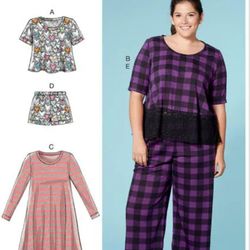 Digital Patterns for Sewing MC Calls 7697 Misses'/Women's Lounge Tops, Dress, Shorts\ 18W-20W-22W-24W \Size  and Pants