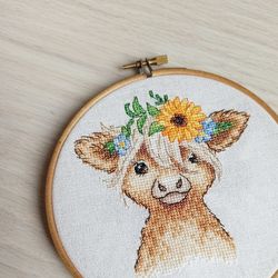 Calf with bouquet for cross stitch pattern