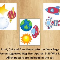 space planet favor bags for baby shower, space planet birthday, space planet party supplies, space planet candy bags