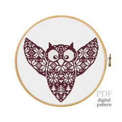 Nordic Owl for cross stitch pattern