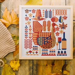 Thanksgiving sampler for cross stitch pattern
