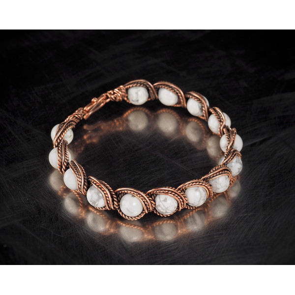 white turquoise copper wire wrapped bracelet (1).jpeg