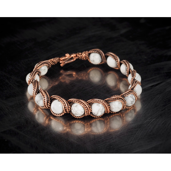 white turquoise copper wire wrapped bracelet (2).jpeg