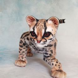 Custom cat plush.Realistic stuffed animals.Poseable margai cat Inactive