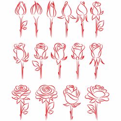 Rose Svg Bundle, Rose Vector, Roses Svg, Rose Clipart, Rose Silhouette, Vintage Red Rose