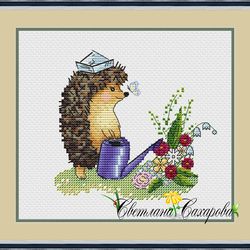 hedgehog summer scheme for embroidery