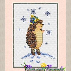 hedgehog winter scheme for embroidery