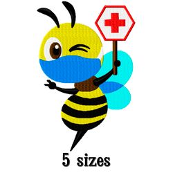 Bee embroidery design. Medical machine embroidery design.  Embroidery designs trendy. Digital download.