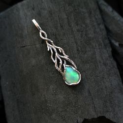 opal sterling silver pendant handmade