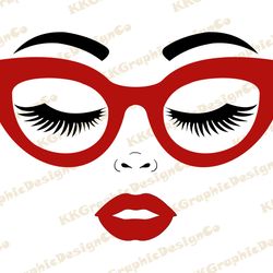 woman face in glasses svg woman face svg eyelashes svg eyebrows svg eye lashes svg lips svg black woman face svg