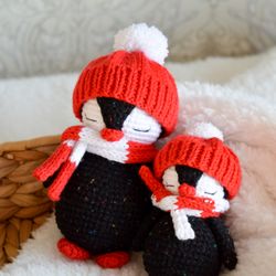 Crochet penguin personalized amigurumi doll, baby penguin stuffed animal, mini penguin Christmas gifts and NewYear gifts